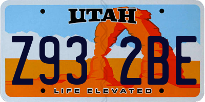 UT license plate Z932BE
