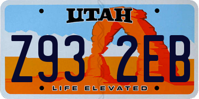 UT license plate Z932EB