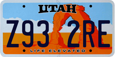 UT license plate Z932RE