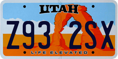 UT license plate Z932SX