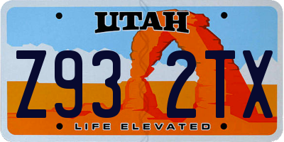 UT license plate Z932TX