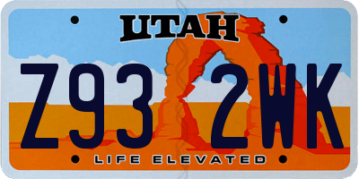 UT license plate Z932WK