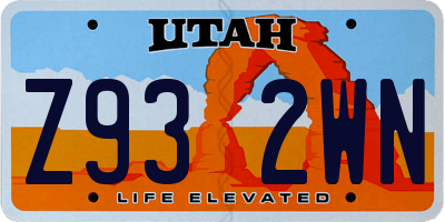 UT license plate Z932WN
