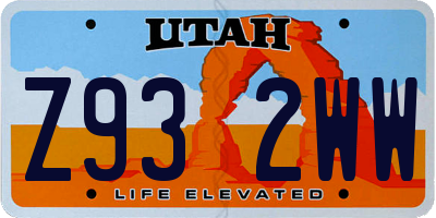UT license plate Z932WW
