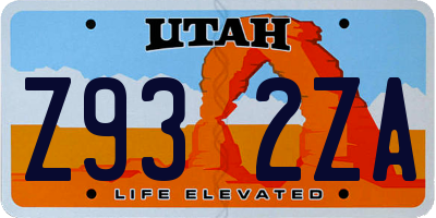 UT license plate Z932ZA