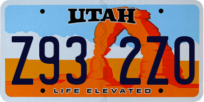 UT license plate Z932ZO
