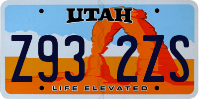 UT license plate Z932ZS