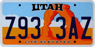 UT license plate Z933AZ