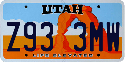 UT license plate Z933MW