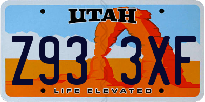 UT license plate Z933XF