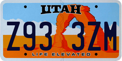 UT license plate Z933ZM