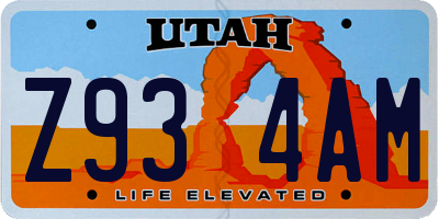 UT license plate Z934AM