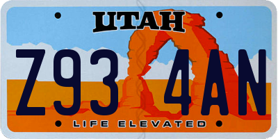 UT license plate Z934AN