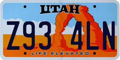 UT license plate Z934LN