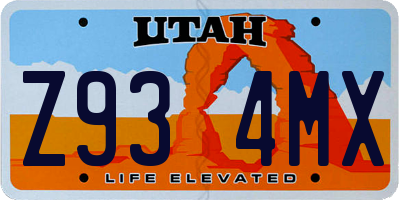 UT license plate Z934MX