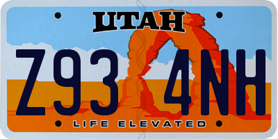 UT license plate Z934NH