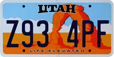 UT license plate Z934PF