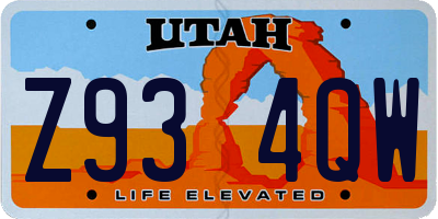 UT license plate Z934QW