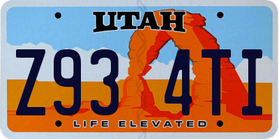 UT license plate Z934TI