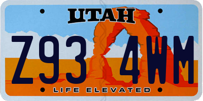 UT license plate Z934WM