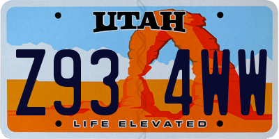 UT license plate Z934WW