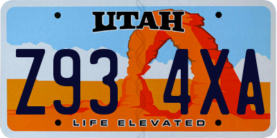UT license plate Z934XA