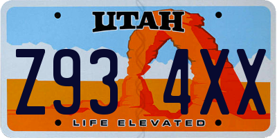UT license plate Z934XX