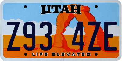 UT license plate Z934ZE