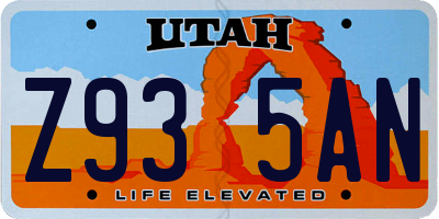 UT license plate Z935AN
