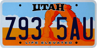 UT license plate Z935AU
