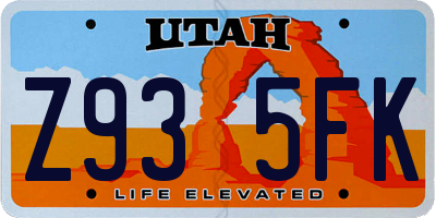 UT license plate Z935FK