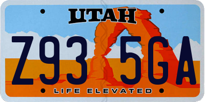 UT license plate Z935GA