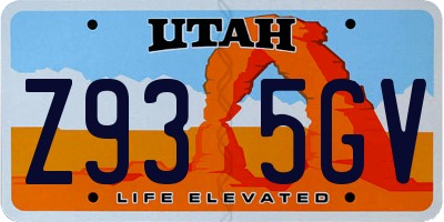 UT license plate Z935GV