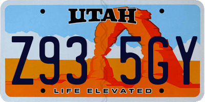 UT license plate Z935GY