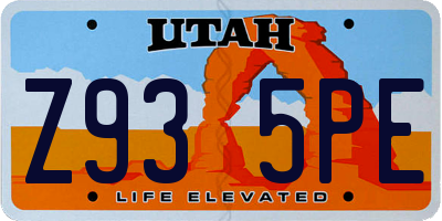 UT license plate Z935PE
