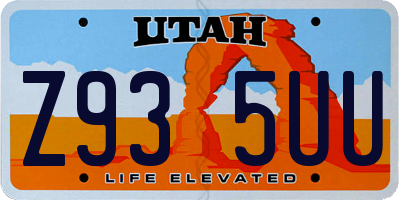 UT license plate Z935UU