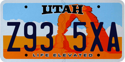 UT license plate Z935XA