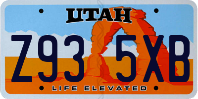 UT license plate Z935XB