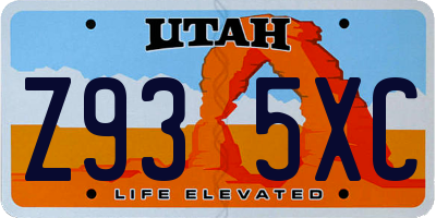 UT license plate Z935XC