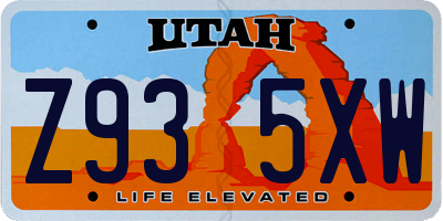 UT license plate Z935XW