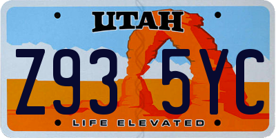 UT license plate Z935YC