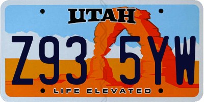 UT license plate Z935YW