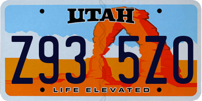 UT license plate Z935ZO