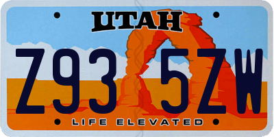 UT license plate Z935ZW
