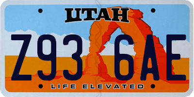 UT license plate Z936AE