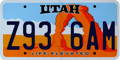 UT license plate Z936AM