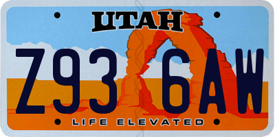 UT license plate Z936AW