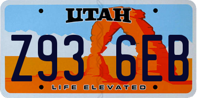UT license plate Z936EB