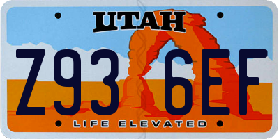 UT license plate Z936EF