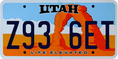 UT license plate Z936ET